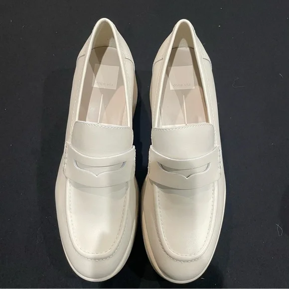 New! Dolce Vita Yanni Platform Leather Penny Loafer Cream - Picture 11 of 12